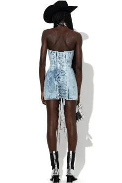 Marques ' Almeida Dresses | Denim | ACID WASH DENIM CORSET DRESS ACIDWASH