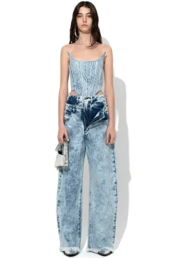 Marques ' Almeida Bottoms | Denim | ACID WASH DENIM DOUBLE WAIST BOYFRIEND TROUSERS ACIDWASH