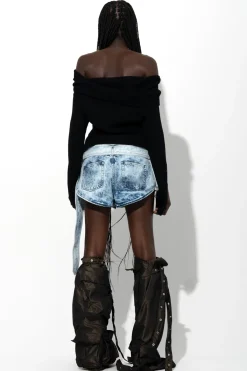 Marques ' Almeida Bottoms | Denim | ACID WASH DENIM FOLDING WAISTBAND SHORTS ACIDWASH