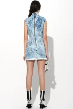 Marques ' Almeida Dresses | Denim | ACID WASH DENIM MANDARIN CUT OUT DRESS ACIDWASH