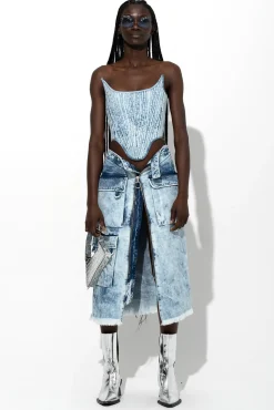 Marques ' Almeida Bottoms | Denim | ACID WASH DENIM MULTI POCKET SKIRT ACIDWASH
