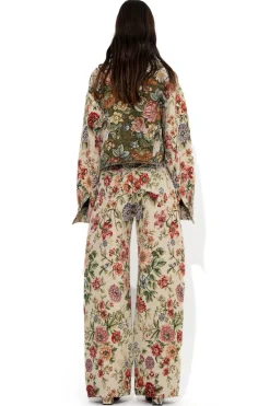 Marques ' Almeida Bottoms | Bottoms | BEIGE FLORAL BROCADE BOYFRIEND TROUSERS MULTICOLOUR