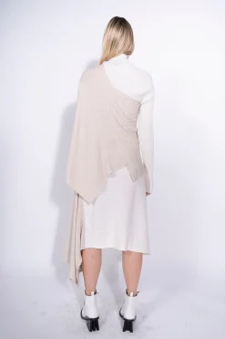Marques ' Almeida Knitwear | Tops | PATCHWORK DRAPED JUMPER IN MERINO KNIT BEIGE