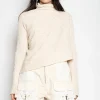 Marques ' Almeida Knitwear | Tops | RECYLED COTTON KNIT DRAPED JUMPER BEIGE
