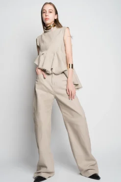 Marques ' Almeida Bottoms | WOVEN BOYFRIEND TROUSERS BEIGE