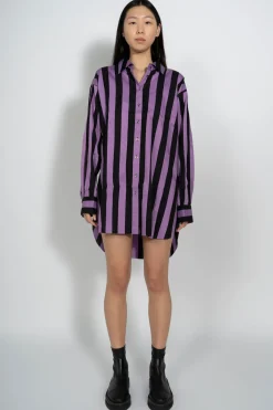 Marques ' Almeida Tops | BLACK AND LILAC STRIPED XXL SHIRT MULTICOLOUR