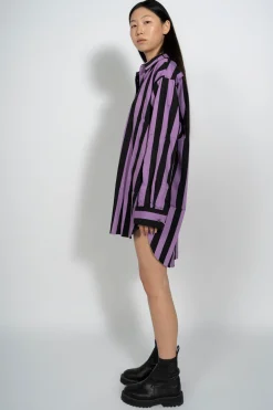 Marques ' Almeida Tops | BLACK AND LILAC STRIPED XXL SHIRT MULTICOLOUR