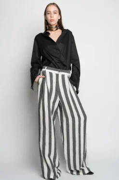 Marques ' Almeida Bottoms | Bottoms | BLACK AND WHITE STRIPES WIDE LEG TROUSERS BLACKWHITE