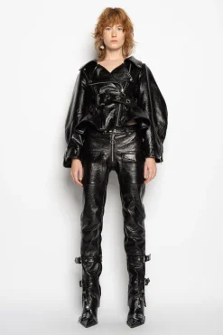 Marques ' Almeida Bottoms | BIKER LEATHER TROUSERS BLACK