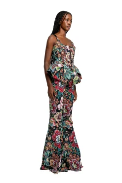 Marques ' Almeida Tops | BLACK BROCADE CORSET WITH FRONT HOOK & EYE CLOSURE MULTICOLOUR