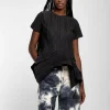 Marques ' Almeida Tops | Tops | CAP SLEEVE PLISSE T-SHIRT BLACK