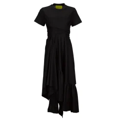Marques ' Almeida Dresses | Dresses | CROSS WAIST DRAPE T-SHIRT DRESS BLACK