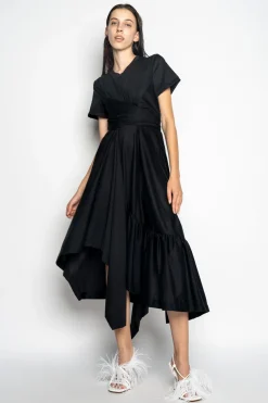 Marques ' Almeida Dresses | Dresses | CROSS WAIST DRAPE T-SHIRT DRESS BLACK