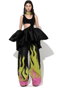 Marques ' Almeida Tops | Tops | CUT OUT TOP WITH TAFETA FRILL HEM BLACK