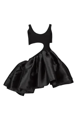 Marques ' Almeida Tops | Tops | CUT OUT TOP WITH TAFETA FRILL HEM BLACK