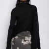 Marques ' Almeida Tops | Knitwear | DRAPED JUMPER IN MERINO KNIT BLACK