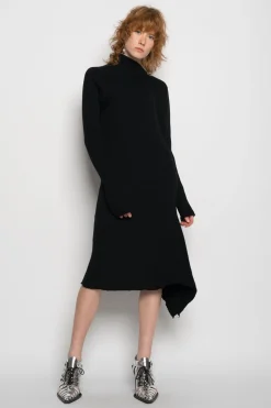 Marques ' Almeida Knitwear | Dresses | DRAPED NECK DRESS BLACK