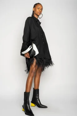 Marques ' Almeida Tops | Dresses | FEATHER HEM SHIRT DRESS BLACK