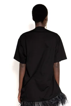 Marques ' Almeida Tops | Dresses | FEATHER HEM T-SHIRT DRESS BLACK