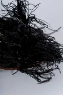Marques ' Almeida Shoes | FEATHER STRAPPY SANDAL BLACK