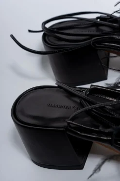 Marques ' Almeida Shoes | FEATHER STRAPPY SANDAL BLACK