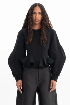Marques ' Almeida Tops | Tops | FRILL SWEATSHIRT BLACK