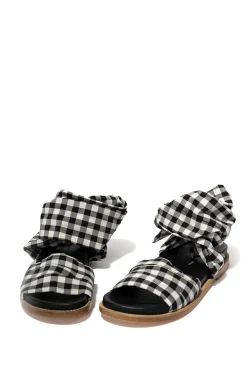 Marques ' Almeida Shoes | BLACK GINGHAM WRAP SANDAL BLACKWHITE
