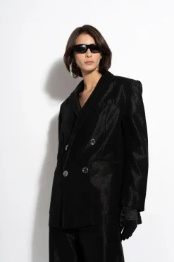Marques ' Almeida Denim | Outerwear | LUREX OVERSIZED BLAZER BLACK