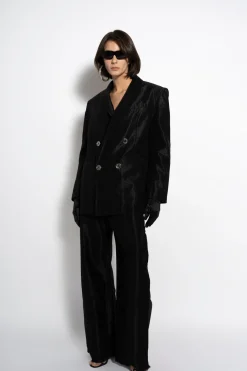 Marques ' Almeida Denim | Outerwear | LUREX OVERSIZED BLAZER BLACK
