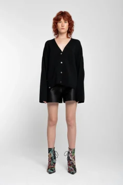 Marques ' Almeida Tops | Tops | MERINO DECONSTRUCTED CARDIGAN BLACK