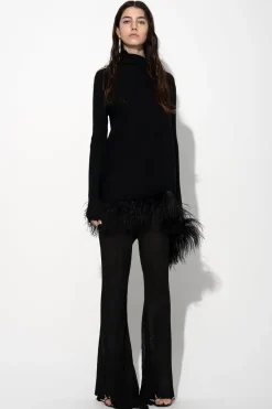 Marques ' Almeida Tops | Knitwear | MERINO WOOL DRAPED JUMPER WITH FEATHERS BLACK