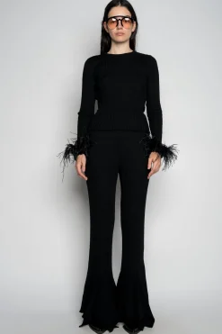 Marques ' Almeida Bottoms | Knitwear | MERINO WOOL KNITTED TROUSERS BLACK