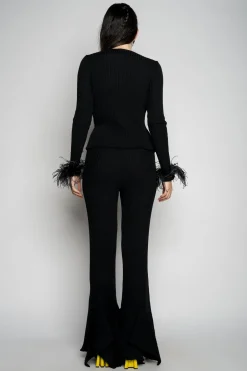 Marques ' Almeida Bottoms | Knitwear | MERINO WOOL KNITTED TROUSERS BLACK