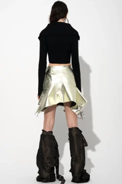Marques ' Almeida Tops | Knitwear | BLACK MERINO WOOL KNITTED CROPPED TOP WITH BIG COLLAR
