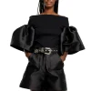 Marques ' Almeida Tops | MIKADO OFF SHOULDER PUFF SLEEVE TOP BLACK