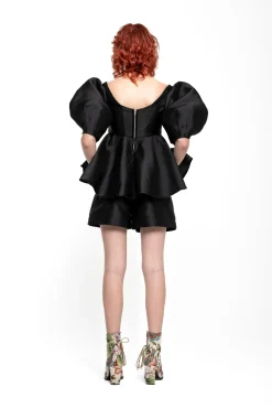 Marques ' Almeida Tops | MIKADO TOP WITH PEPLUM AND BALLON SLEEVES BLACK