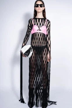 Marques ' Almeida Dresses | Knitwear | NET LONG DRESS BLACK
