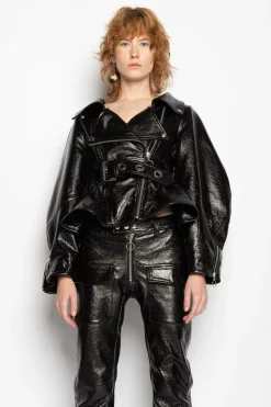 Marques ' Almeida Outerwear | Outerwear | POINTY NECK LEATHER JACKET BLACK