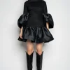 Marques ' Almeida Dresses | Dresses | PUFF SLEEVE AND HEM DRESS BLACK
