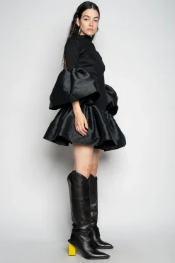 Marques ' Almeida Dresses | Dresses | PUFF SLEEVE AND HEM DRESS BLACK