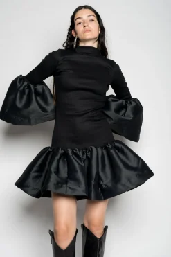 Marques ' Almeida Dresses | Dresses | PUFF SLEEVE AND HEM DRESS BLACK