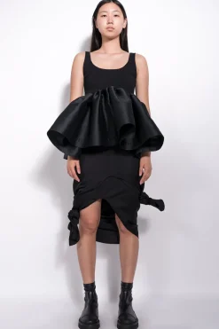 Marques ' Almeida Tops | SLEEVELESS PUFF HEM TOP BLACK