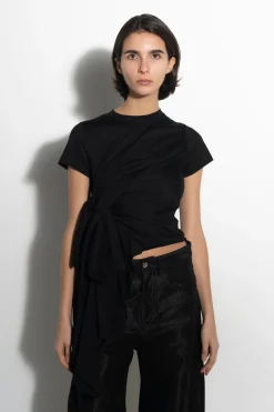 Marques ' Almeida Tops | T-SHIRT WITH SIDE BOW BLACK