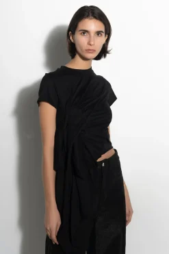 Marques ' Almeida Tops | T-SHIRT WITH SIDE BOW BLACK