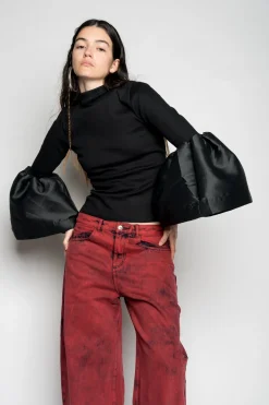 Marques ' Almeida Tops | TURTLENECK PUFF SLEEVE TOP BLACK