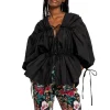 Marques ' Almeida Tops | WRINKLED COTTON LACES RUCHED BLOUSE BLACK