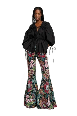 Marques ' Almeida Tops | WRINKLED COTTON LACES RUCHED BLOUSE BLACK