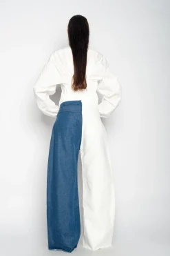 Marques ' Almeida Bottoms | Bottoms | BLUE AND WHITE BOYFRIEND TROUSERS MULTICOLOUR