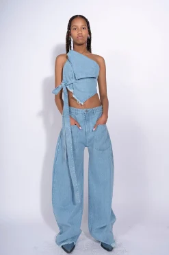 Marques ' Almeida Denim | Bottoms | DENIM PATCH POCKET BOYFRIEND TROUSERS BLUE