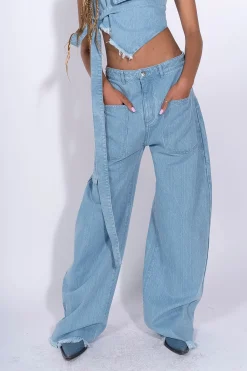 Marques ' Almeida Denim | Bottoms | DENIM PATCH POCKET BOYFRIEND TROUSERS BLUE